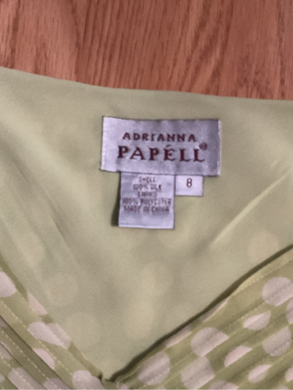 Sz 8 Adrianna Papell Feminine & Flowy Pale Green Polka Dot V-Neck High-Low Dress - Picture 2 of 8